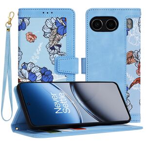 Husa tip carte pentru  OnePlus Nord 4, functie stand si port carduri, albastru