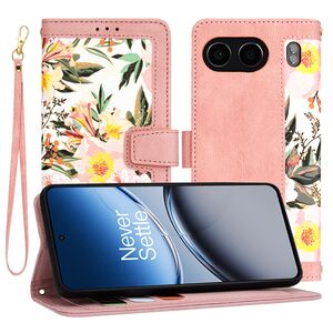 Husa tip carte pentru  OnePlus Nord 4, functie stand si port carduri, roz