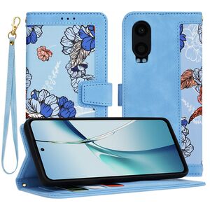 Husa tip carte pentru  OnePlus Nord CE4 Lite, functie stand si port carduri, albastru