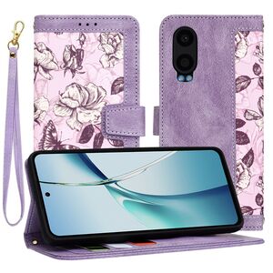 Husa tip carte pentru  OnePlus Nord CE4 Lite, functie stand si port carduri, mov