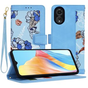 Husa tip carte pentru  Oppo A18, A38, functie stand si port carduri, albastru