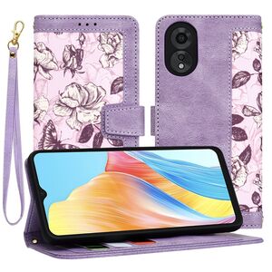 Husa tip carte pentru  Oppo A18, A38, functie stand si port carduri, mov