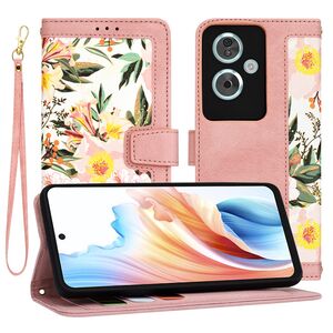 Husa tip carte pentru  Oppo A79 5G, functie stand si port carduri, roz
