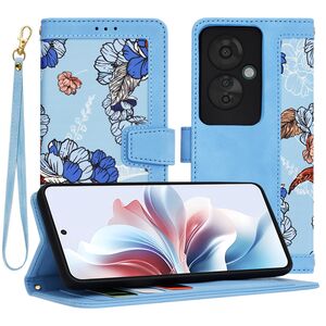 Husa tip carte pentru  Oppo Reno 11F, functie stand si port carduri, albastru