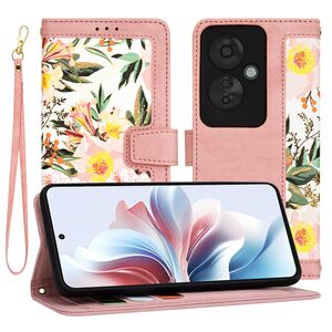 Husa tip carte pentru  Oppo Reno 11F, functie stand si port carduri, roz