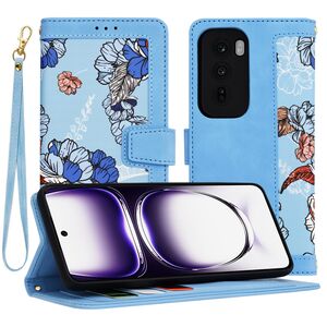 Husa tip carte pentru  Oppo Reno 12, functie stand si port carduri, albastru