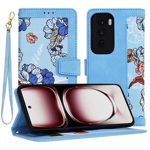 Husa tip carte pentru  Oppo Reno 12 Pro, functie stand si port carduri, albastru