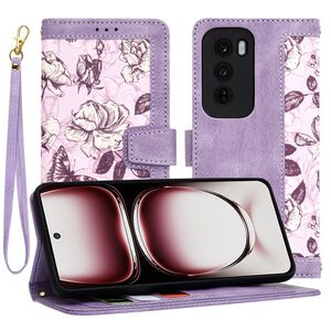 Husa tip carte pentru  Oppo Reno 12 Pro, functie stand si port carduri, mov