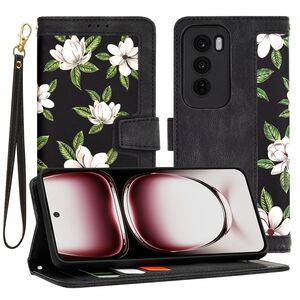 Husa tip carte pentru  Oppo Reno 12 Pro, functie stand si port carduri, negru