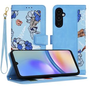 Husa tip carte pentru  Samsung Galaxy A05s, functie stand si port carduri, albastru
