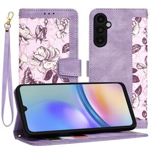 Husa tip carte pentru  Samsung Galaxy A05s, functie stand si port carduri, mov