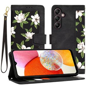 Husa tip carte pentru  Samsung Galaxy A14 4G, 5G, functie stand si port carduri, negru