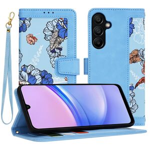 Husa tip carte pentru  Samsung Galaxy A15, functie stand si port carduri, albastru