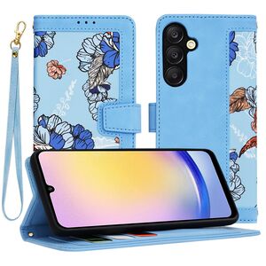 Husa tip carte pentru  Samsung Galaxy A25, functie stand si port carduri, albastru