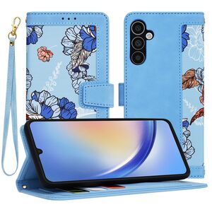 Husa tip carte pentru  Samsung Galaxy A34 5G, functie stand si port carduri, albastru