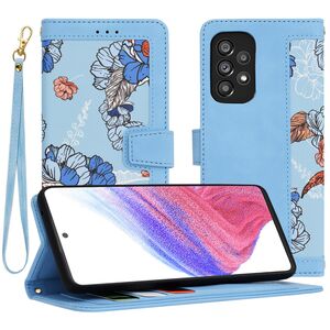 Husa tip carte pentru  Samsung Galaxy A53 5G, functie stand si port carduri, albastru
