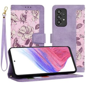 Husa tip carte pentru  Samsung Galaxy A53 5G, functie stand si port carduri, mov