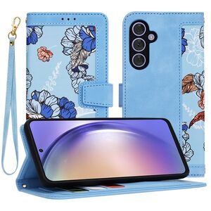 Husa tip carte pentru  Samsung Galaxy A54 5G, functie stand si port carduri, albastru