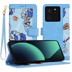 Husa tip carte pentru  Xiaomi 13T, 13T Pro, functie stand si port carduri, albastru