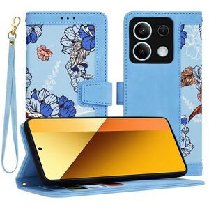 Husa tip carte pentru  Xiaomi Redmi Note 13 5G, functie stand si port carduri, albastru
