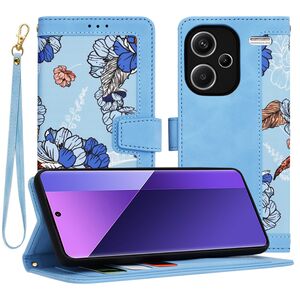 Husa tip carte pentru  Xiaomi Redmi Note 13 Pro+ Plus 5G, functie stand si port carduri, albastru