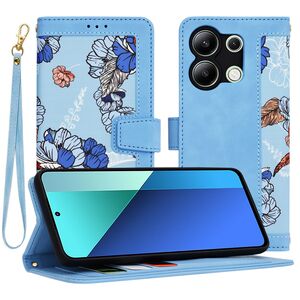 Husa tip carte pentru  Xiaomi Redmi Note 13 4G, functie stand si port carduri, albastru