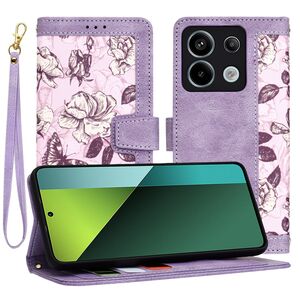 Husa tip carte pentru  Xiaomi Redmi Note 13 Pro 5G, functie stand si port carduri, mov