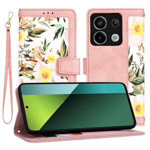 Husa tip carte pentru  Xiaomi Redmi Note 13 Pro 5G, functie stand si port carduri, roz