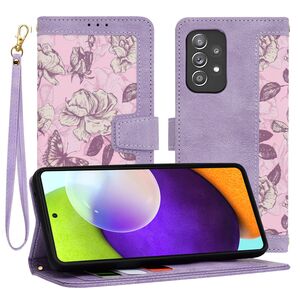 Husa tip carte pentru Samsung Galaxy A52  / A52s, functie stand si port carduri, mov