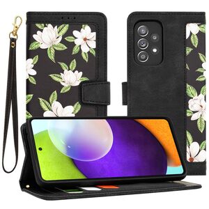 Husa tip carte pentru Samsung Galaxy A52  / A52s, functie stand si port carduri, negru