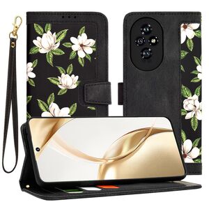 Husa tip carte pentru  Honor 200, functie stand si port carduri, negru