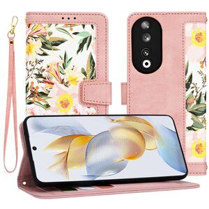 Husa tip carte pentru  Honor 90, functie stand si port carduri, roz