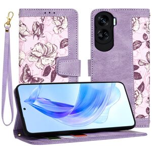 Husa tip carte pentru  Honor 90 lite, functie stand si port carduri, mov