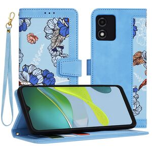 Husa tip carte pentru  Motorola Moto E13, functie stand si port carduri, albastru