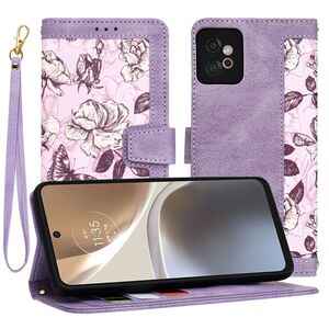 Husa tip carte pentru  Motorola Moto G32, functie stand si port carduri, mov