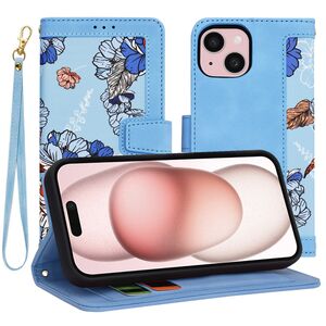 Husa tip carte pentru  iPhone 15, functie stand si port carduri, albastru