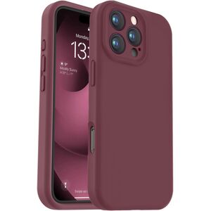 Husa pentru  iPhone 16 Pro Max Liquid Silicone, subțire, captusita cu microfibra, anti amprentă, protectie cameră foto, bordeaux