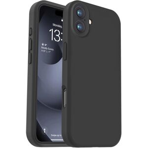 Husa pentru  iPhone 16 Liquid Silicone, subțire, captusita cu microfibra, anti amprentă, protectie cameră foto, negru