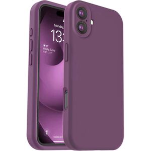 Husa pentru  iPhone 16 Liquid Silicone, subțire, captusita cu microfibra, anti amprentă, protectie cameră foto, bordeaux