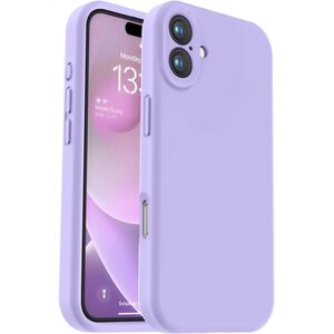 Husa pentru  iPhone 16 Liquid Silicone, subțire, captusita cu microfibra, anti amprentă, protectie cameră foto, lavanda