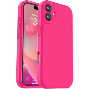 Husa pentru  iPhone 16 Liquid Silicone, subțire, captusita cu microfibra, anti amprentă, protectie cameră foto, fucsia