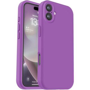 Husa pentru  iPhone 16 Liquid Silicone, subțire, captusita cu microfibra, anti amprentă, protectie cameră foto, mov