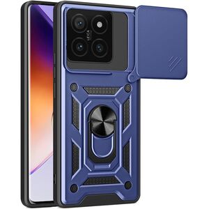 Husa pentru  Xiaomi 14T Ring Armor Kickstand Tough Rugged Cover cu protectie camera, albastru