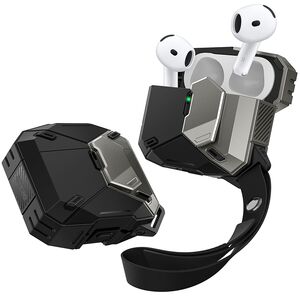 Husa Apple AirPods 4 I-Blason Matrix, lanyard, negru