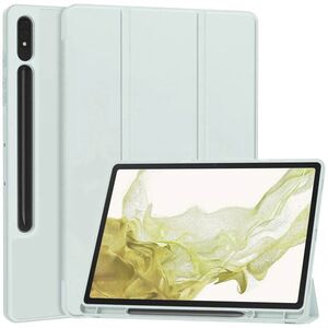 Husa pentru  Samsung Galaxy Tab S8 Soft Shell cu functie wake-up/sleep si compartiment pentru stylus, tip stand - albastru deschis
