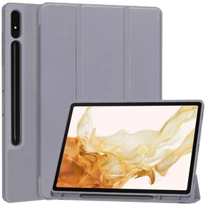 Husa pentru  Samsung Galaxy Tab S8 Soft Shell cu functie wake-up/sleep si compartiment pentru stylus, tip stand - mov