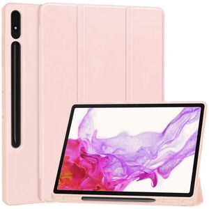 Husa pentru  Samsung Galaxy Tab S8 Soft Shell cu functie wake-up/sleep si compartiment pentru stylus, tip stand - roz