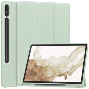 Husa pentru  Samsung Galaxy Tab S8 Soft Shell cu functie wake-up/sleep si compartiment pentru stylus, tip stand - verde