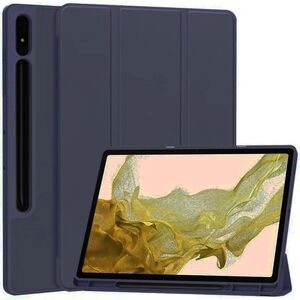 Husa pentru Samsung Galaxy Tab S7 Plus, S7 FE  Soft Shell cu functie wake-up/sleep si compartiment pentru stylus, tip stand - albastru