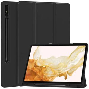 Husa pentru Samsung Galaxy Tab S7 Plus, S7 FE  Soft Shell cu functie wake-up/sleep si compartiment pentru stylus, tip stand - negru